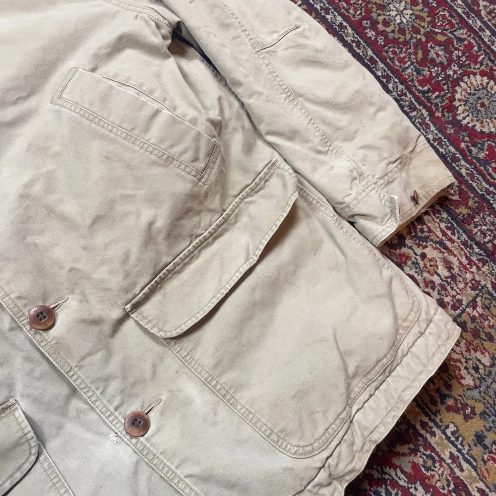 VTG 90s LL Bean Field Barn Coat Jacket XL Tan Quilted Lined Duck Canvas Corduroy